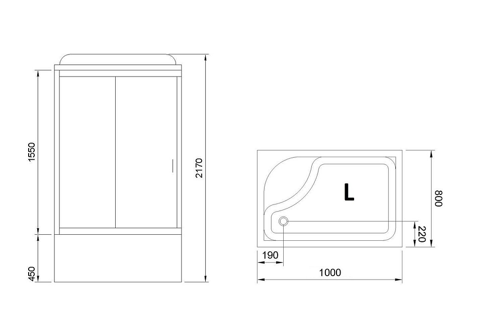 Душевая кабина Royal Bath RB8100BP2-T 100x80 профиль сатин/стекло прозрачное купить в интернет-магазине Sanbest