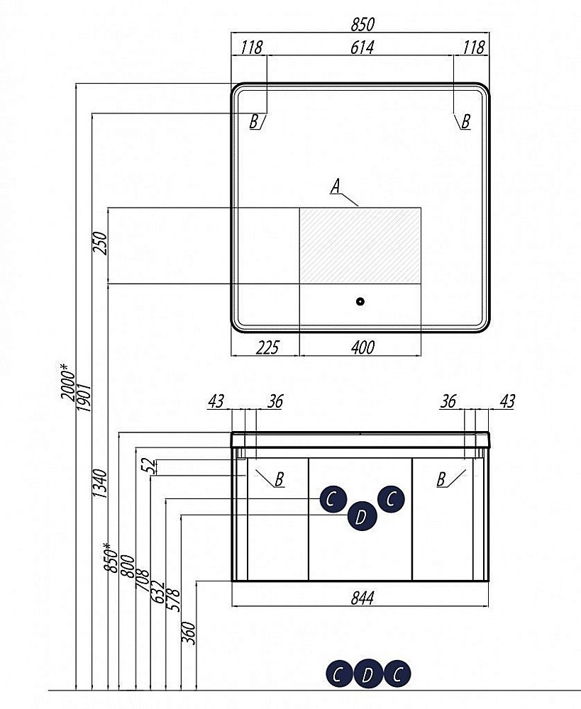 Тумба с раковиной Акватон Шерилл 85  белая глянцевая для ванной в интернет-магазине Sanbest