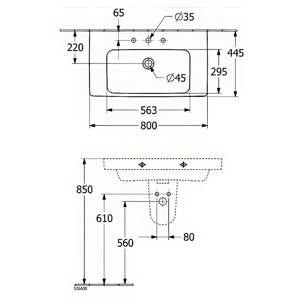 Раковина Villeroy&Boch Architectura 4A878001 альпийский белый купить в интернет-магазине Sanbest