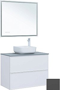 Тумба с раковиной и столешницей Aquanet Арт 90 329613 ясень графит для ванной в интернет-магазине Sanbest