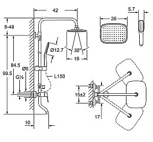 Душевая система Laguraty 7000AX купить в интернет-магазине сантехники Sanbest