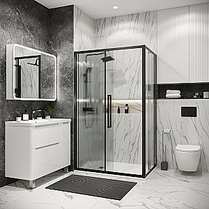 Душевой уголок Grossman Cosmo 120.K33.02.1180.21.02 110x80 стекло шиншилла/профиль черный матовый купить в интернет-магазине Sanbest