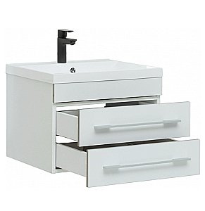 Тумба с раковиной Aquanet Верона 58/Aquanet Нота-58 подвесная 2 ящика белая глянцевая для ванной в интернет-магазине Sanbest