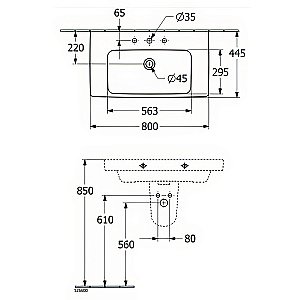 Раковина Villeroy&Boch Architectura 4A878001 альпийский белый купить в интернет-магазине Sanbest