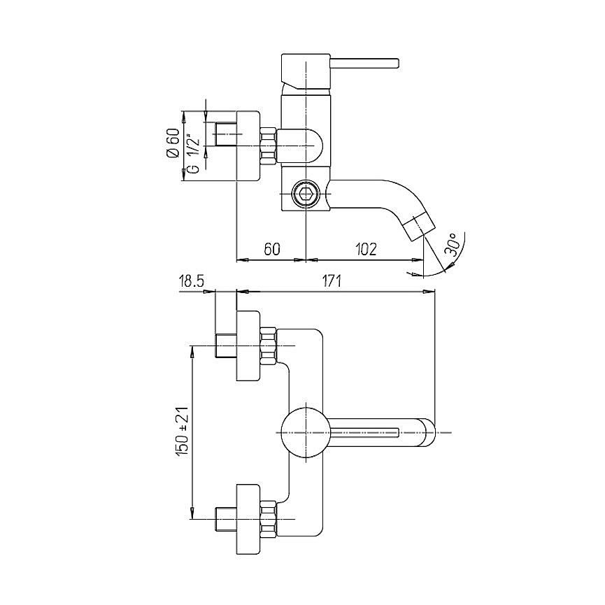 Смеситель для ванны PAINI Cox 78CR111 хром купить в интернет-магазине сантехники Sanbest