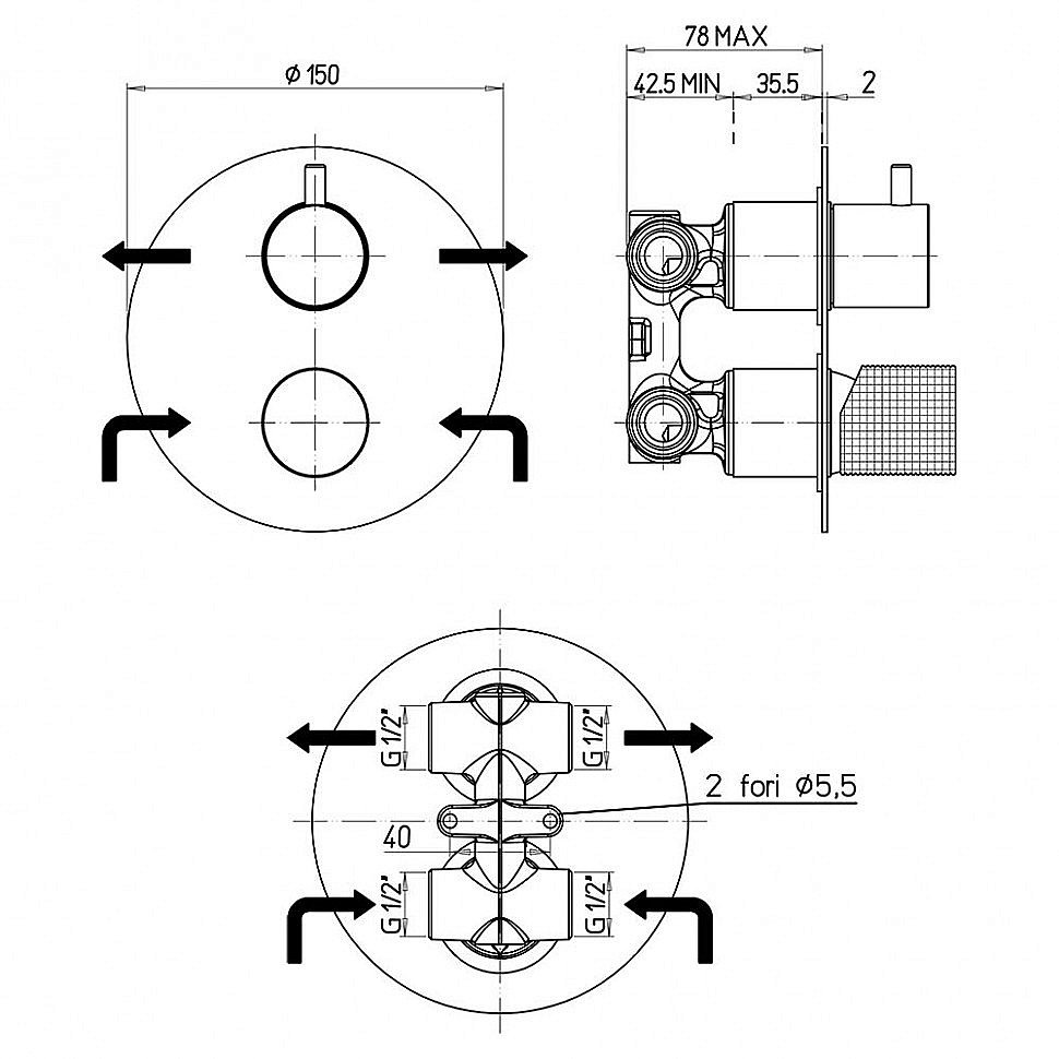 Смеситель для душа PAINI Cox grip 7GCR6911 хром купить в интернет-магазине сантехники Sanbest
