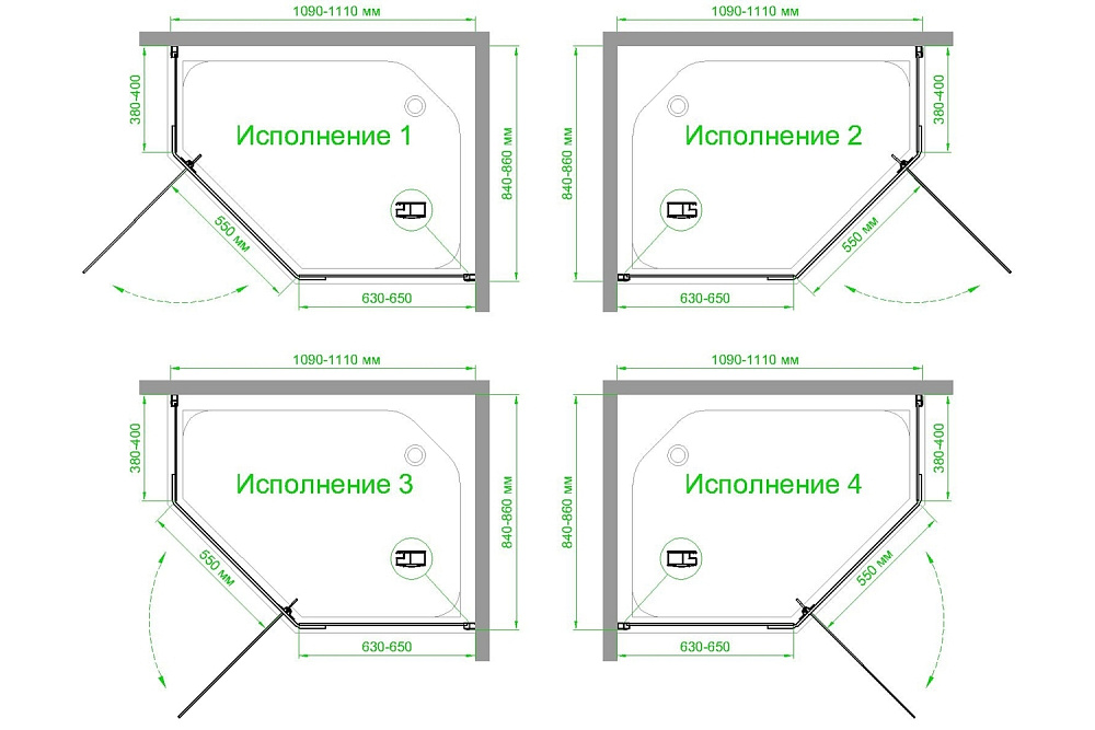 Душевой уголок Royal Bath TR RB1185TR-C-BL 85х110 матовое стекло/профиль черный купить в интернет-магазине Sanbest