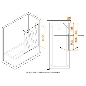 Шторка для ванны RGW Screens SC-011B 351101111-14 110х140 стекло прозрачное/профиль черный купить в интернет-магазине Sanbest
