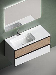 Тумба с раковиной Sancos DELTA DL100LW + CN7014 100 дуб светлый/белый для ванной в интернет-магазине Sanbest