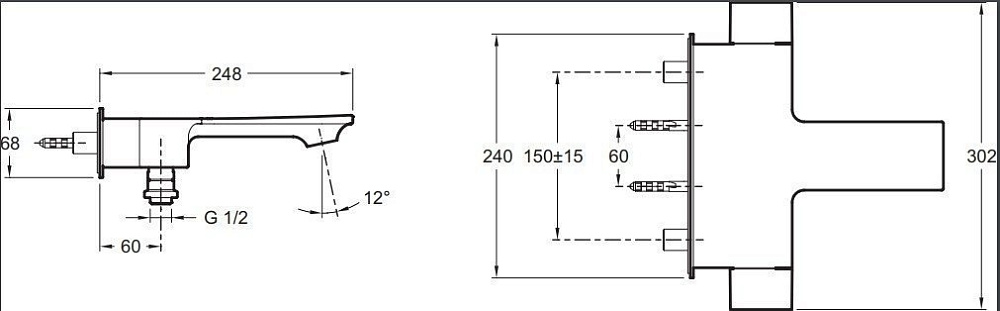 Смеситель для ванны и душа Jacob Delafon STANCE E9100-CP купить в интернет-магазине сантехники Sanbest