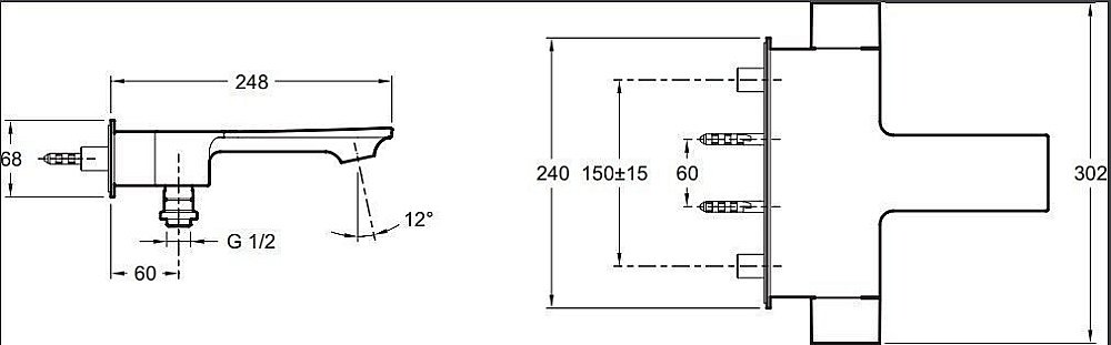 Смеситель для ванны и душа Jacob Delafon STANCE E9100-CP купить в интернет-магазине сантехники Sanbest