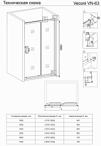 Душевая дверь Veconi Vianno VN-63 120 купить в интернет-магазине Sanbest