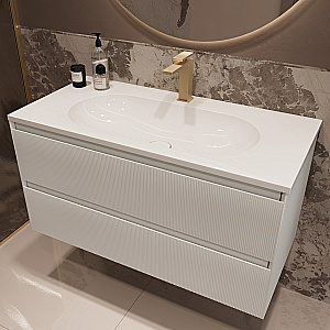 Тумба с раковиной Vincea Welle 100 VMC-2WL100MW/VCB-4H100J белая матовая/раковина жасмин для ванной в интернет-магазине Sanbest