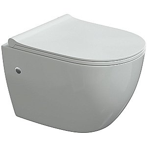 Унитаз подвесной Berges АТОМ Line 410  безободковый, с инсталляцией, белый/кнопка хром глянцевый купить в интернет-магазине Sanbest