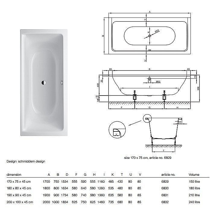 Ванна Bette Free 6832-000 PLUS 200x100 Белый купить в интернет-магазине Sanbest