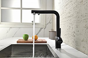 Смеситель для кухни Paulmark Serpentine Se213222-BLM черный купить в интернет-магазине сантехники Sanbest