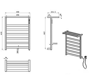 Полотенцесушитель электрический WONZON & WOGHAND FRANKFURT, Темный графит (WW-A1026-GM) купить в интернет-магазине сантехники Sanbest