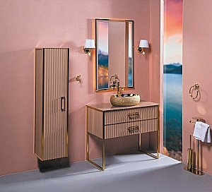 Тумба с раковиной Armadi Art Monaco 80 со столешницей капучино с золотом для ванной в интернет-магазине Sanbest