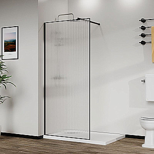 Душевое ограждение Azario Walk-in 120 AZ-271-120-MB-CRF стекло рифленое/профиль черный матовый купить в интернет-магазине Sanbest