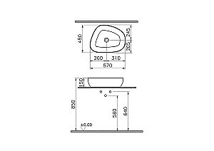 Раковина накладная VitrA Outline Recycled 7991B066-0016 матовый тауп купить в интернет-магазине Sanbest