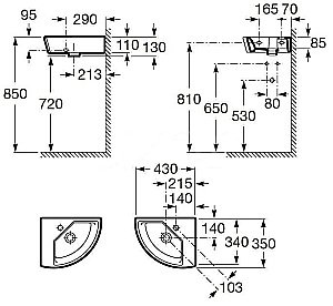 Раковина Roca Hall 43 327623000 левая/правая белая купить в интернет-магазине Sanbest