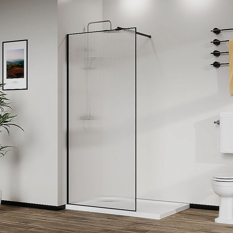 Душевое ограждение Azario Walk-in 120 AZ-271-120-MB-CRF стекло рифленое/профиль черный матовый купить в интернет-магазине Sanbest