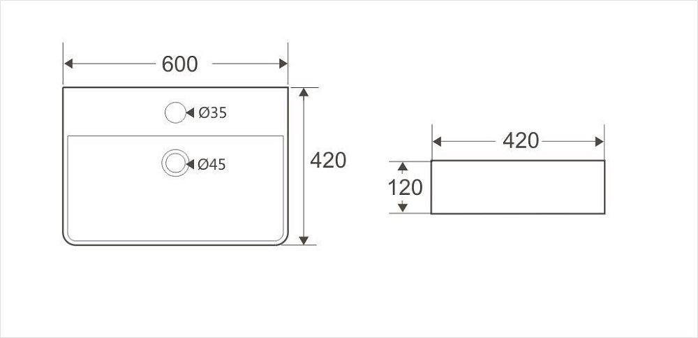 Раковина Koller Pool KVADRO 60 KR-0600M-WB белая купить в интернет-магазине Sanbest