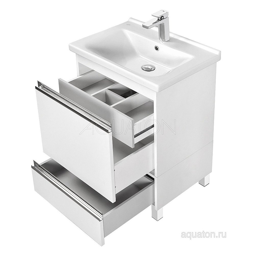 Тумба с раковиной Акватон Капри 60 белая глянцевая для ванной в интернет-магазине Sanbest