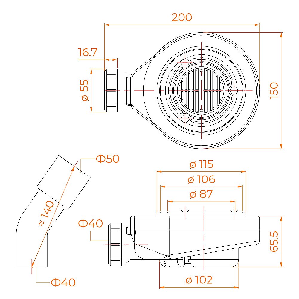 Сифон для поддонов RGW S-016 хром купить в интернет-магазине сантехники Sanbest