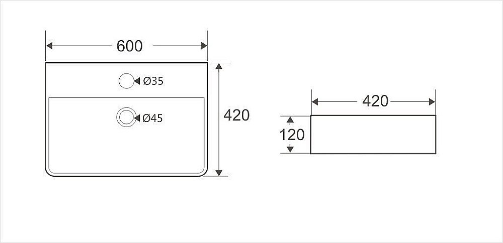 Раковина Koller Pool KVADRO 60 KR-0600M-WB белая купить в интернет-магазине Sanbest
