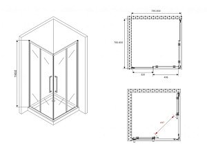 Душевой уголок ABBER Schwarzer Diamant AG02080BDTH 80x80 тонированный/профиль черный купить в интернет-магазине Sanbest