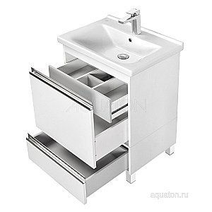 Тумба с раковиной Акватон Капри 60 белая глянцевая для ванной в интернет-магазине Sanbest