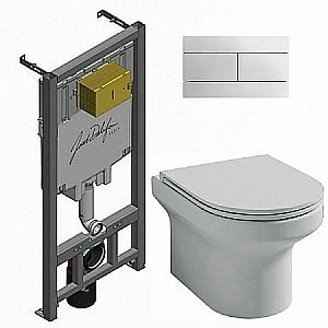 Унитаз подвесной Jacob Delafon ELITE E21742RU-00 безободковый, с крышкой микролифт, с инсталляцией и кнопкой хром купить в интернет-магазине Sanbest