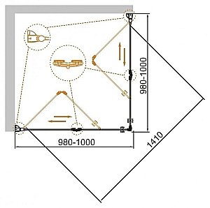 Душевой уголок Cezares Eco 98x98 ECO-O-AS-2-100-C-Cr стекло прозрачное/профиль хром купить в интернет-магазине Sanbest