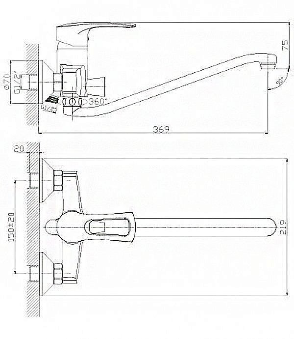 Смеситель для ванны Rossinka T T40-34 купить в интернет-магазине сантехники Sanbest