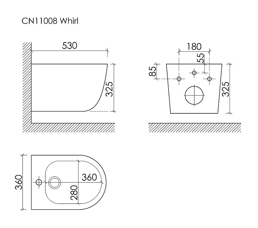 Биде подвесное Ceramica Nova Whirl CN11008 белое купить в интернет-магазине Sanbest