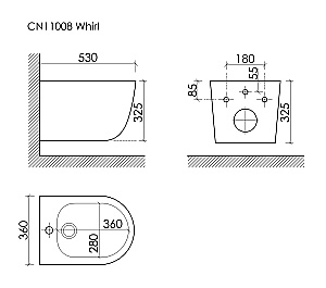 Биде подвесное Ceramica Nova Whirl CN11008 белое купить в интернет-магазине Sanbest