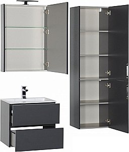 Тумба с раковиной Aquanet Алвита 60 серый антрацит для ванной в интернет-магазине Sanbest