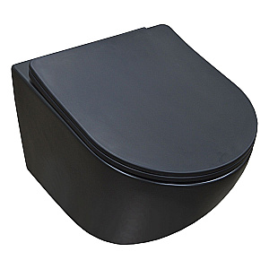 Унитаз подвесной Azario Gloria AZ-2003MB черный матовый, безободковый, с крышкой микролифт купить в интернет-магазине Sanbest