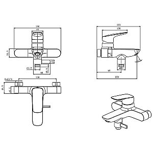 Смеситель для ванны Aquatek Вега AQ1040MB черный купить в интернет-магазине сантехники Sanbest