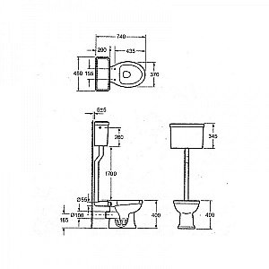 Унитаз Magliezza Retro 7010 белый/бронза, с высоким бачком купить в интернет-магазине Sanbest