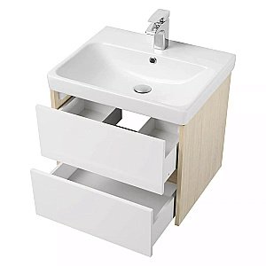 Тумба с раковиной Акватон Сканди 70 белая/дуб верона для ванной в интернет-магазине Sanbest