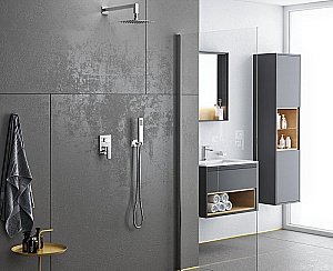 Пенал Excellent TUTO 40 серый/дуб для ванной в интернет-магазине сантехники Sanbest