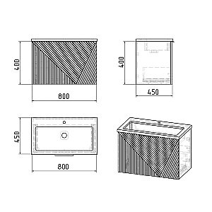 Тумба с раковиной подвесная Grossman БЛИСС 80 с 1 ящ, графит матовая для ванной в интернет-магазине Sanbest