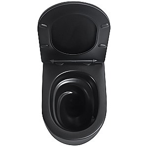 Унитаз подвесной Abber Bequem AC1104TMB черный матовый, безободковый, с крышкой микролифт, слив торнадо купить в интернет-магазине Sanbest