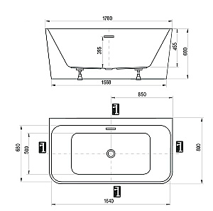 Ванна акриловая Ravak Freedom D XC00D00041 170x80 белый купить в интернет-магазине Sanbest