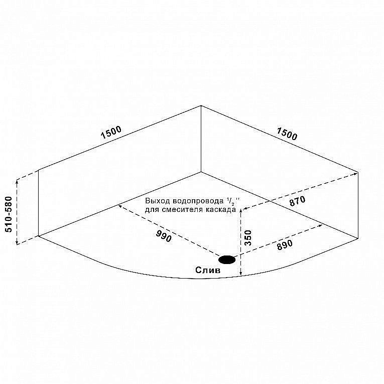 Ванна BAS Аура 150x150 купить в интернет-магазине Sanbest