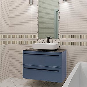 Тумба с раковиной LA FENICE Elba Blu Grigio TWIN 80 синяя/столешница черная для ванной в интернет-магазине Sanbest