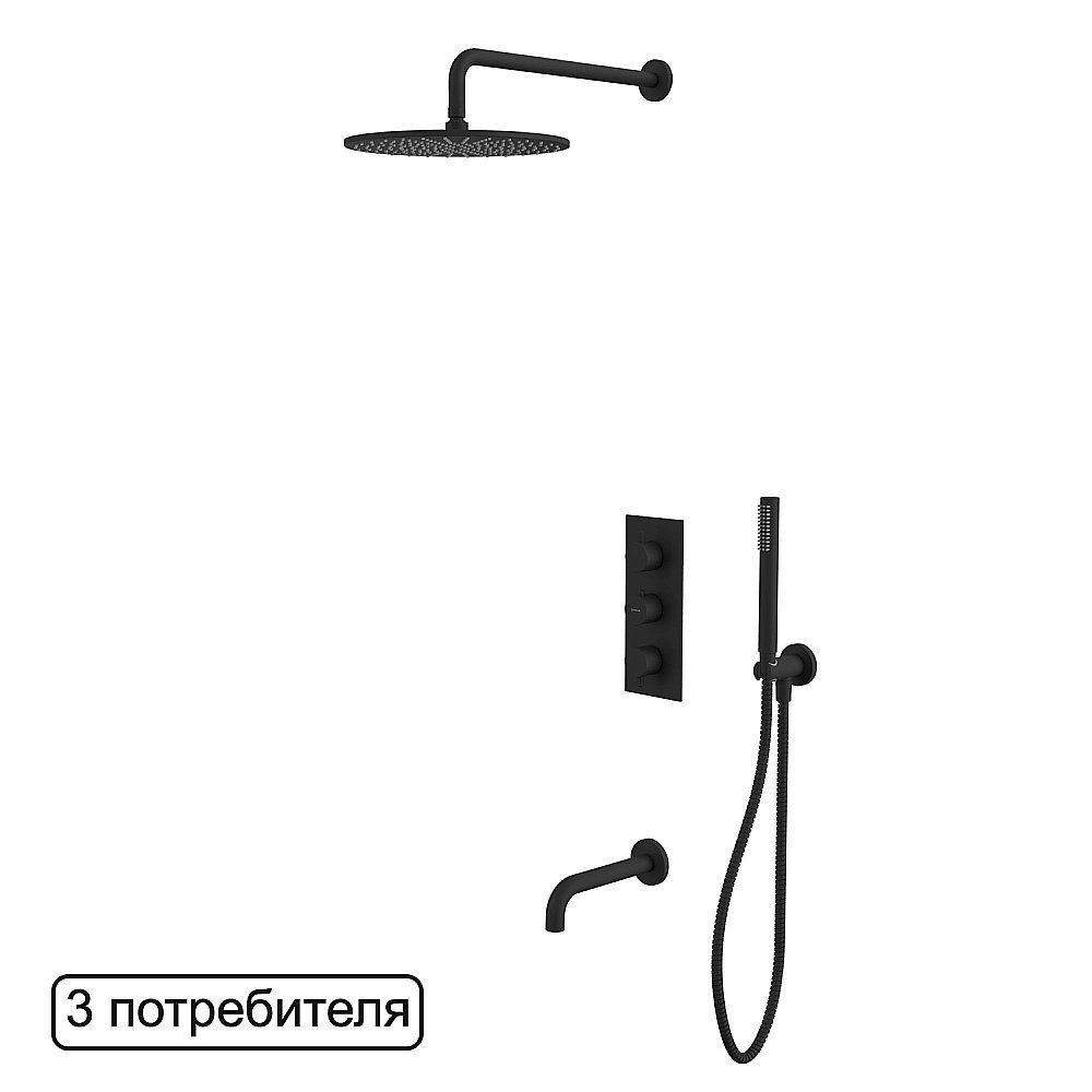 Душевая система WhiteCross Y YSET11BL черная матовая купить в интернет-магазине сантехники Sanbest