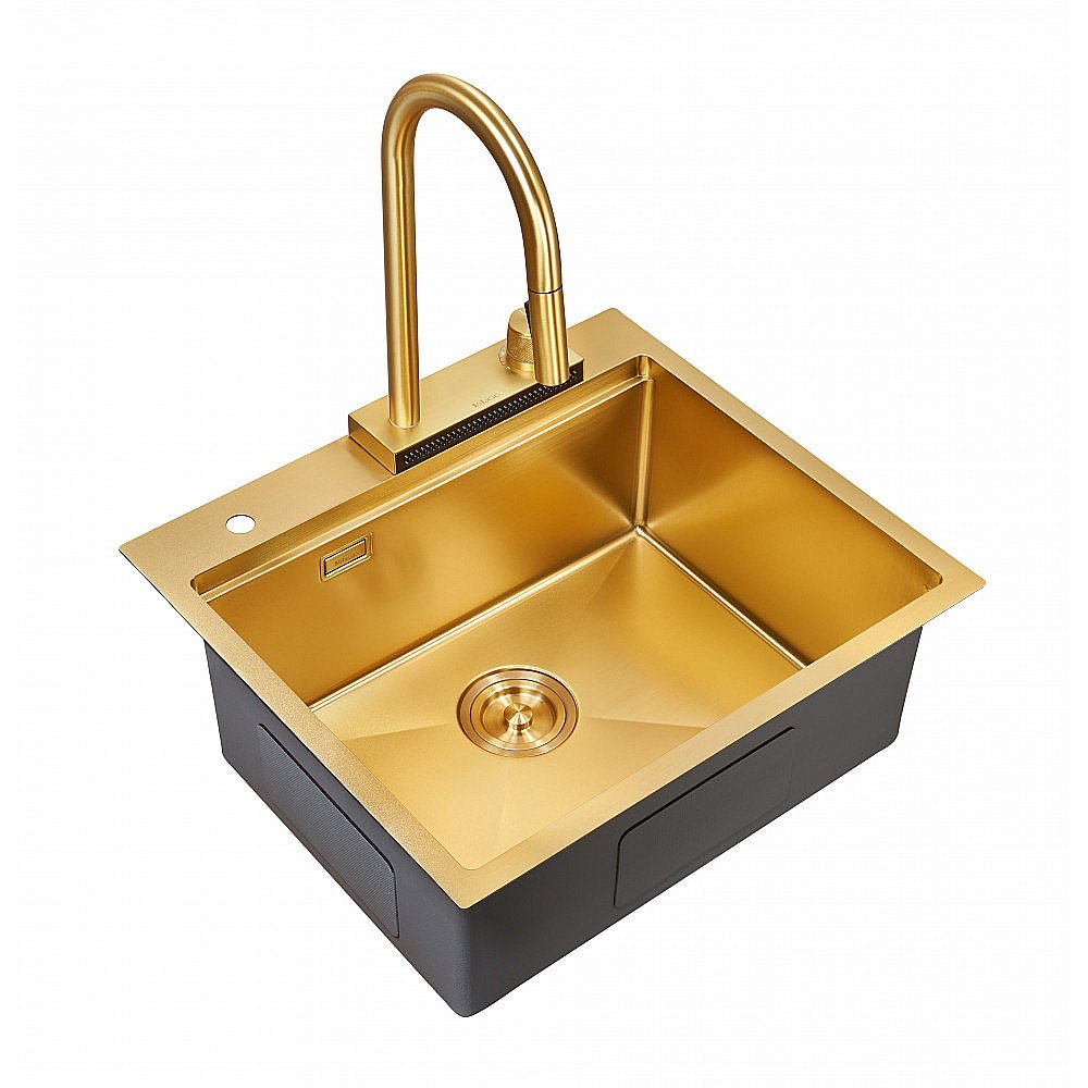 Мойка кухонная Milacio Denia 57 Steel MC.77408 золото купить в интернет-магазине сантехники Sanbest